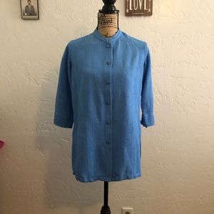 Erin blue Mandarin collar blouse, size medium